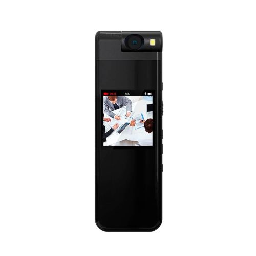 Vista frontal camara L13 corporal reproduciendo un video en su pantalla frontal