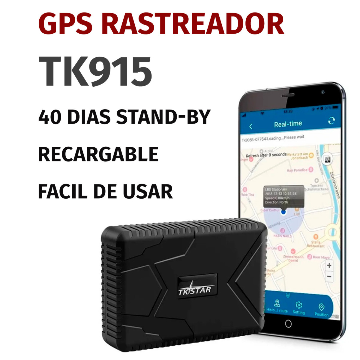 GPS Tracker TK915 Tiempo Real 40 Dias Stand-By